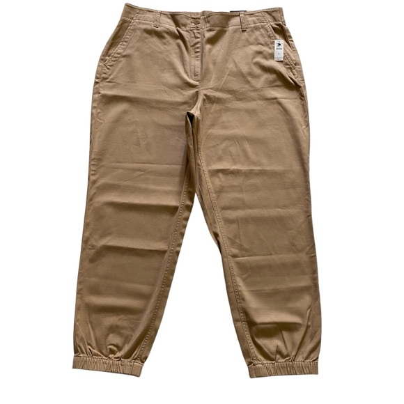 NWT $89 Talbots Joggers Pants Tan Khaki Ankle Relaxed High Rise Stretch Size XL - Picture 14 of 14